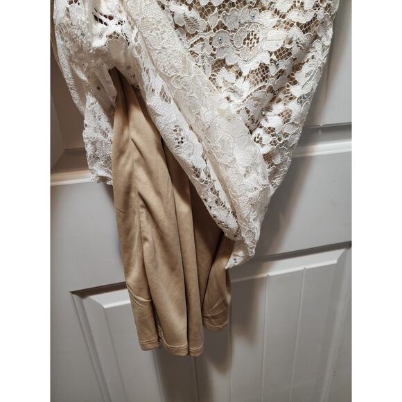 Crystal Doll Juniors 7 White Floral Lace Embellished Semi-Formal Cocktail Dress - Picture 5 of 9